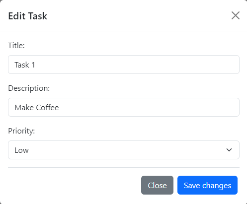 Task
                        Management
                        Application Task edit Modal